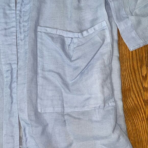 Soft Surroundings Longline Open Front Linen Blend Cardigan Blue size M - Picture 6 of 8